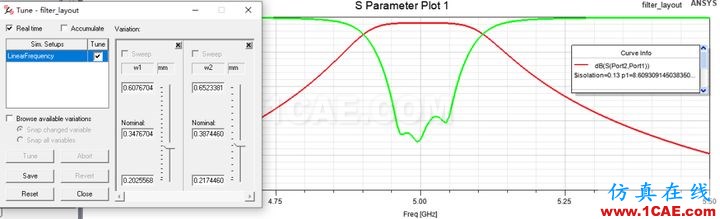 HFSS案例實(shí)時(shí)調(diào)諧(Tuning)仿真Circuit+HFSSHFSS結(jié)果圖片15