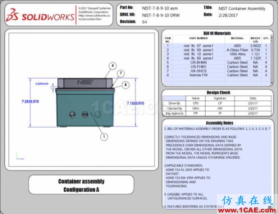 3D PDF樣本:國家標準與技術研究所(NIST)測試裝配體solidworks simulation學習資料圖片8